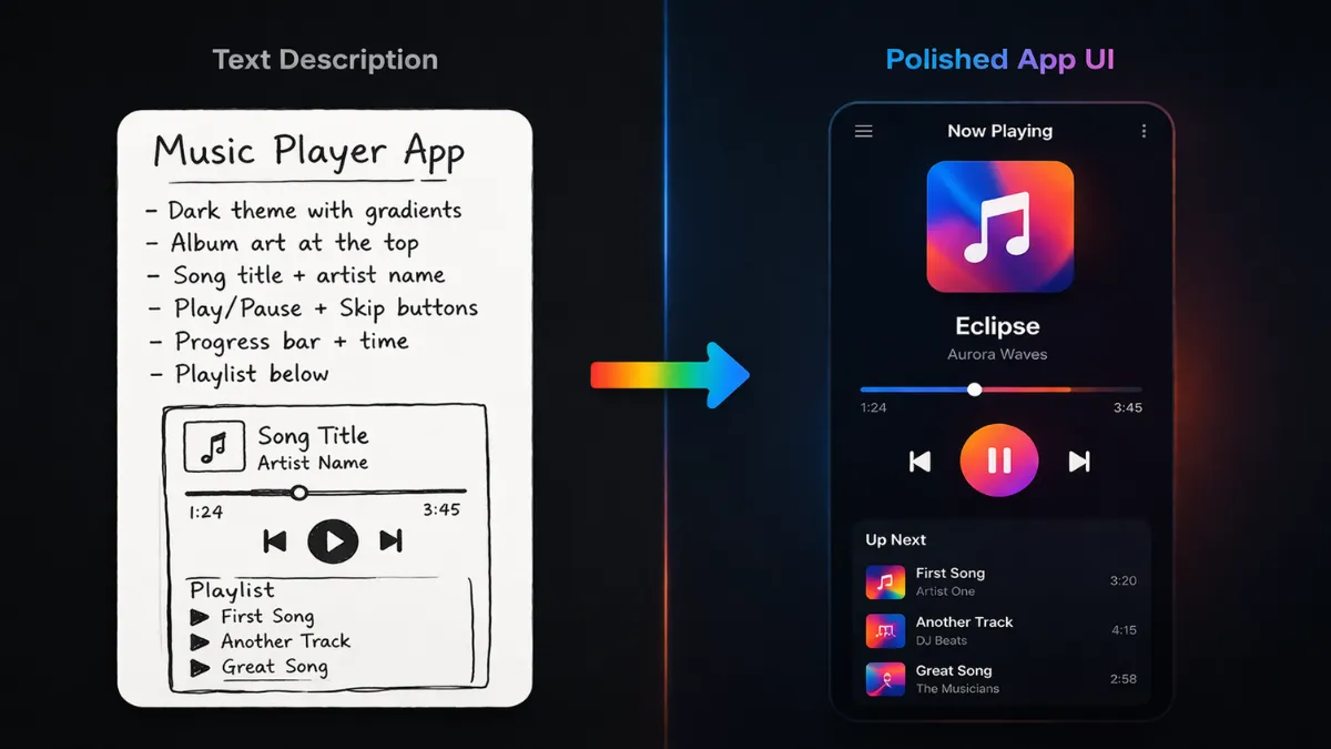 تحويل الوصف النصي إلى واجهة تطبيق احترافية بـ Vibe Design